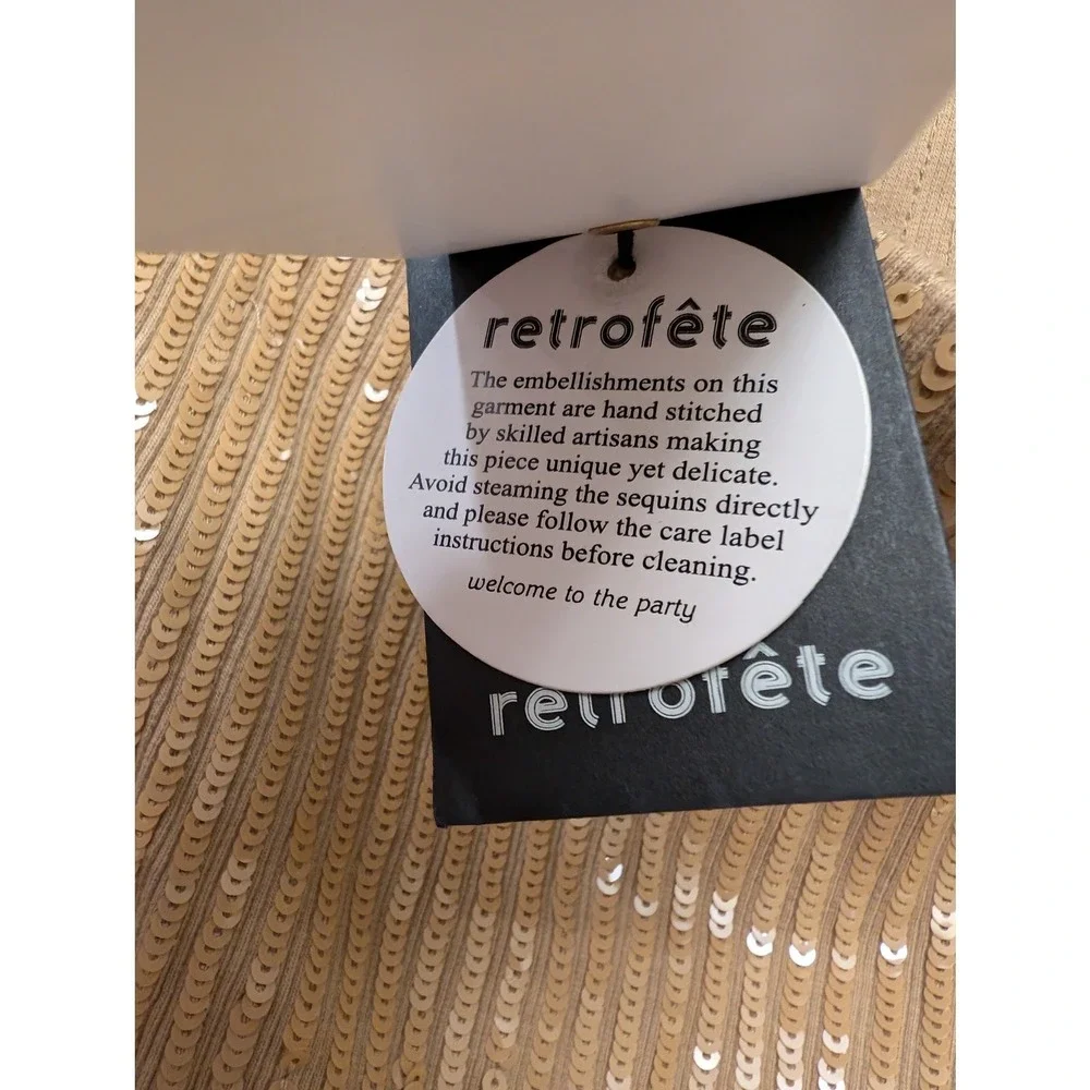 Retrofete Sariah Sequin Knit Midi Dress Nude Bodycon‎ $625 Party Wedding Guest